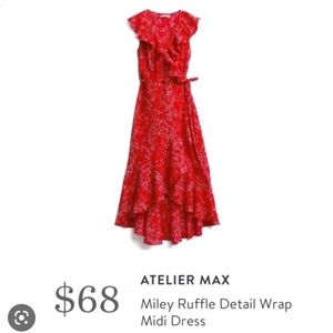 Miley Ruffle Wrap Dress Midi Sz M